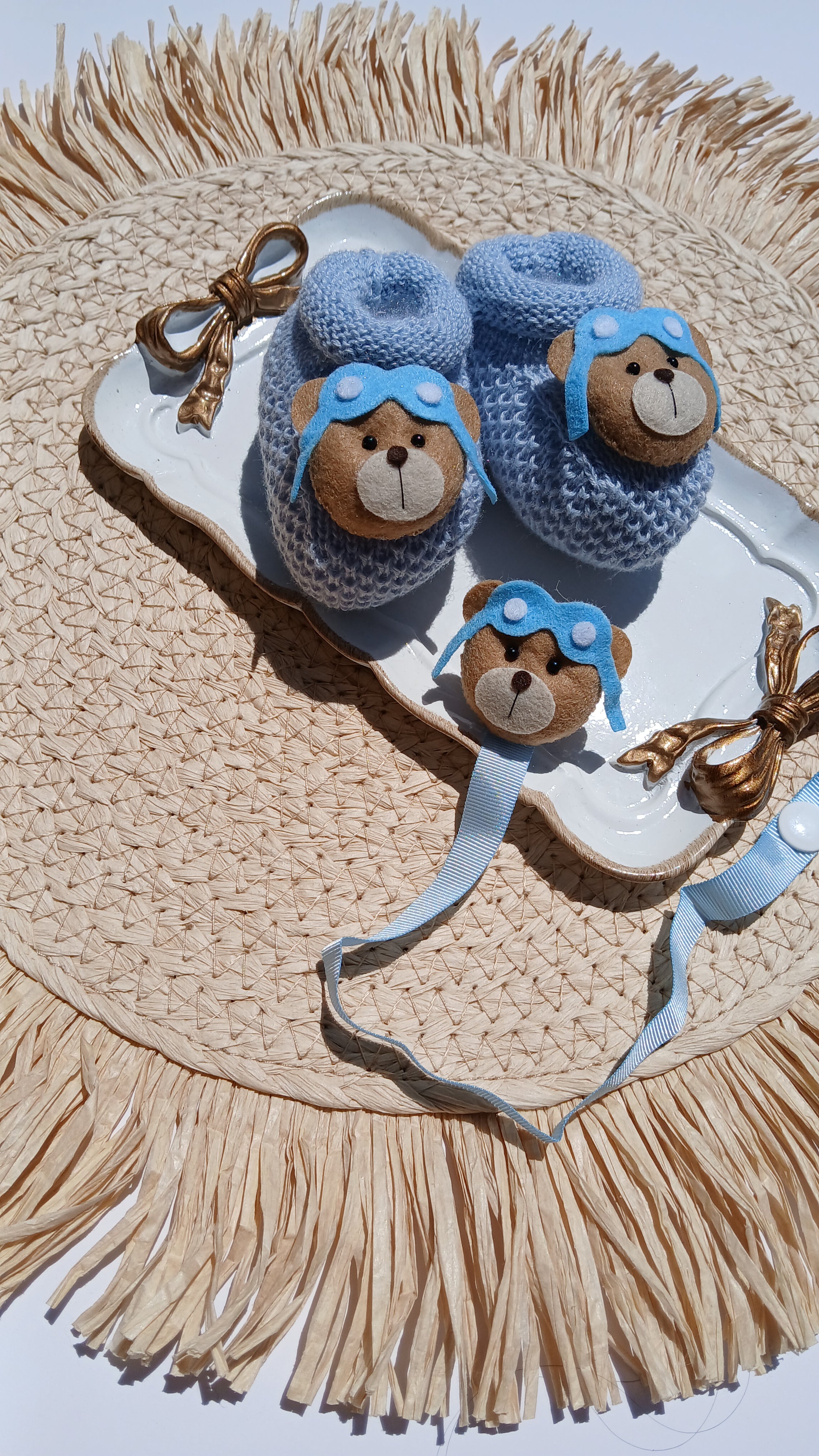 Aviator Booties and Pacifier Chain Set - 3 Colors