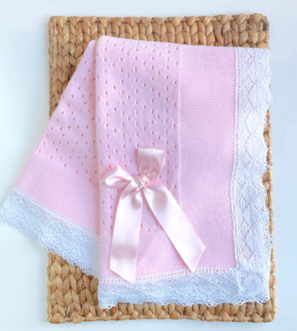 Bella Lace knitted baby blanket - Multiple Colors