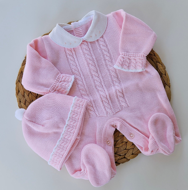 Cable Knit Newborn Romper - Multiple Colors