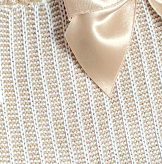 Tenue tricotée Romana - Rose et blanc