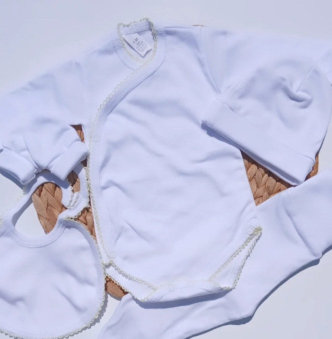 Picot Trimmed Baby Snug Set - Multiple Colors