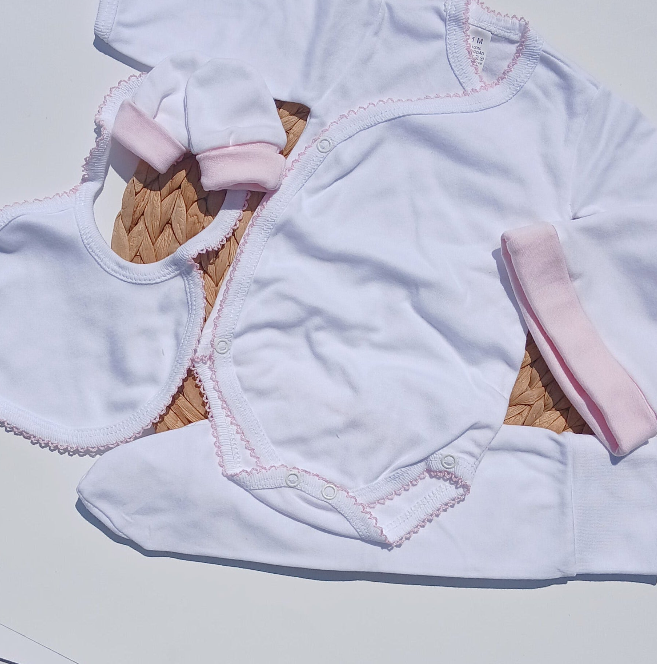 Picot Trimmed Baby Snug Set - Multiple Colors