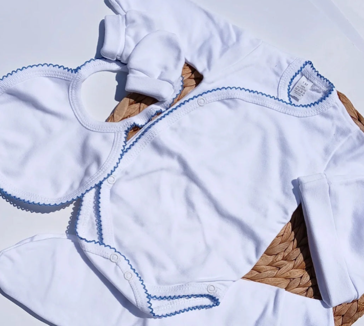 Picot Trimmed Baby Snug Set - Multiple Colors