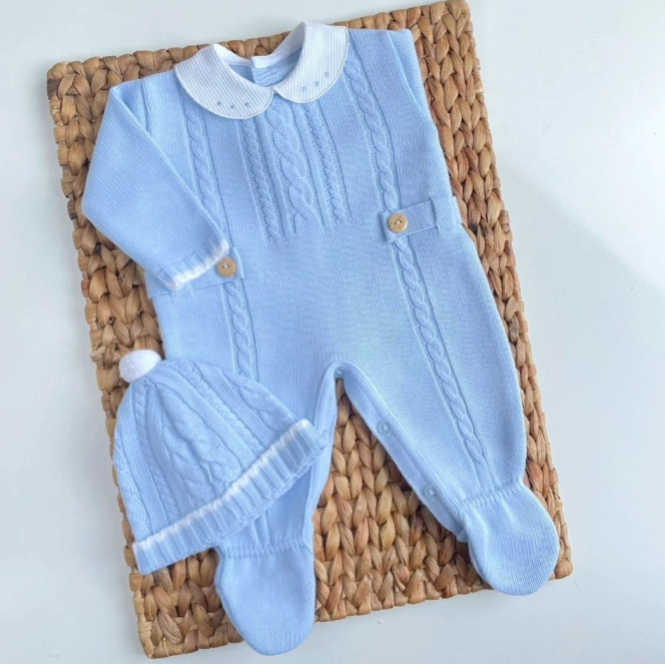 Conjunto de punto español Peto - Azul