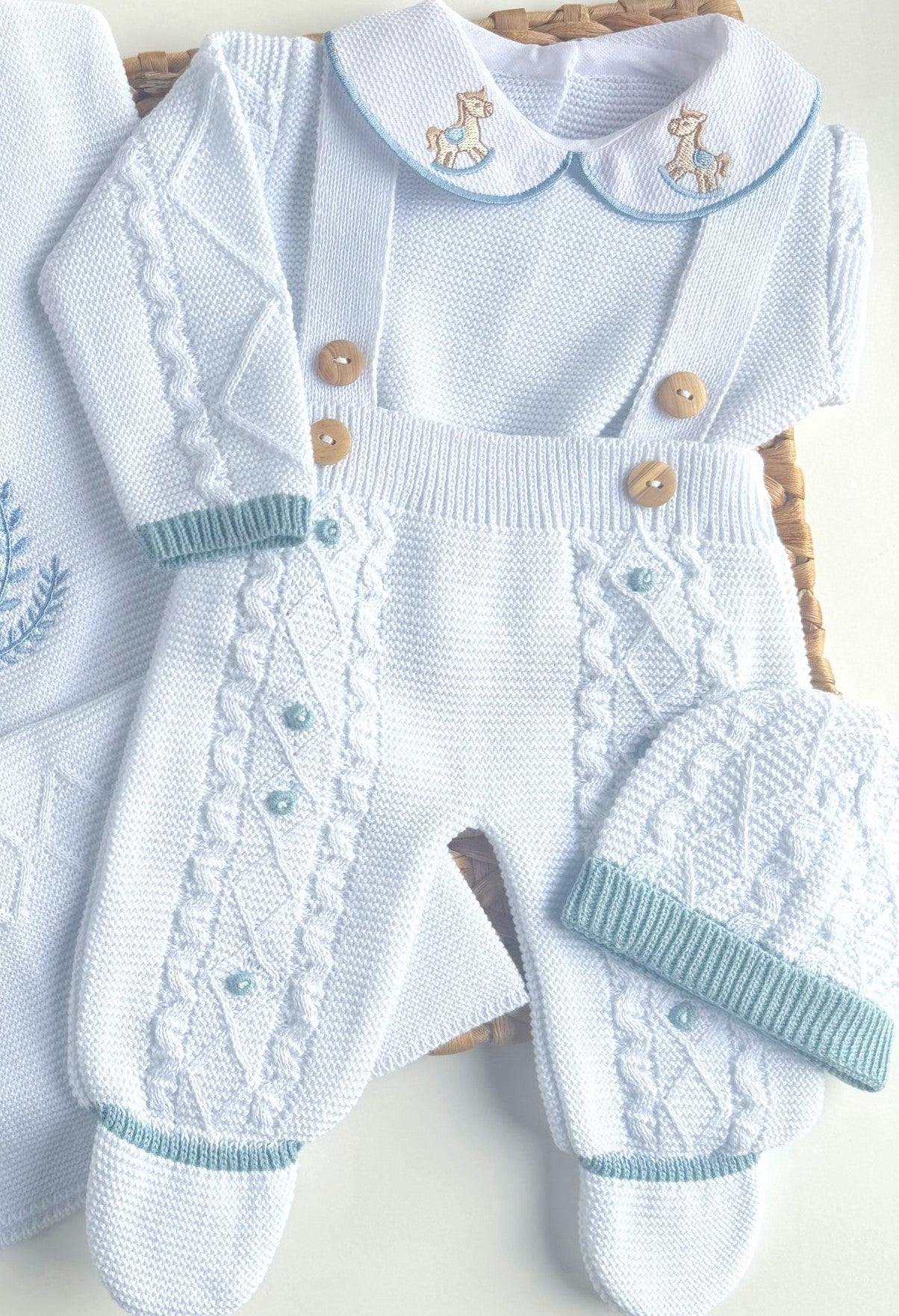 Little Horse Outfit- White and Indigo Blue