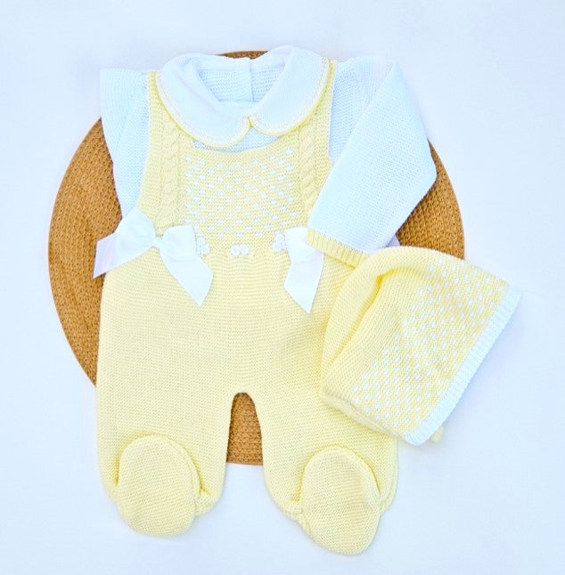 Jacquard knitted Peto two lace -  Yellow & White