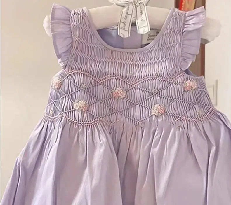 Robe d'été à fleurs brodées pour filles, robe de princesse pour bébé avec nœud 