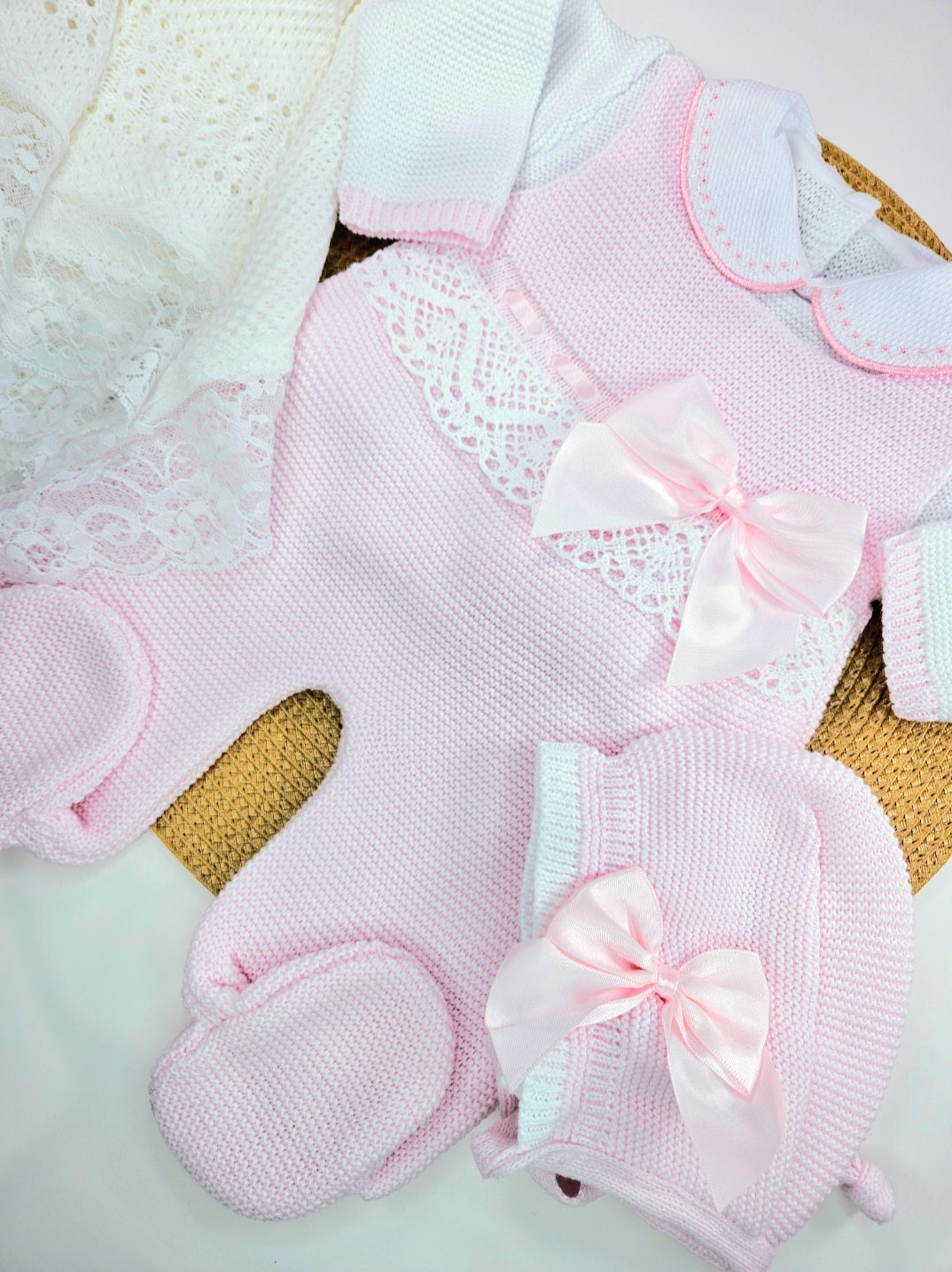 Romana knitted Outfit- Pink & White