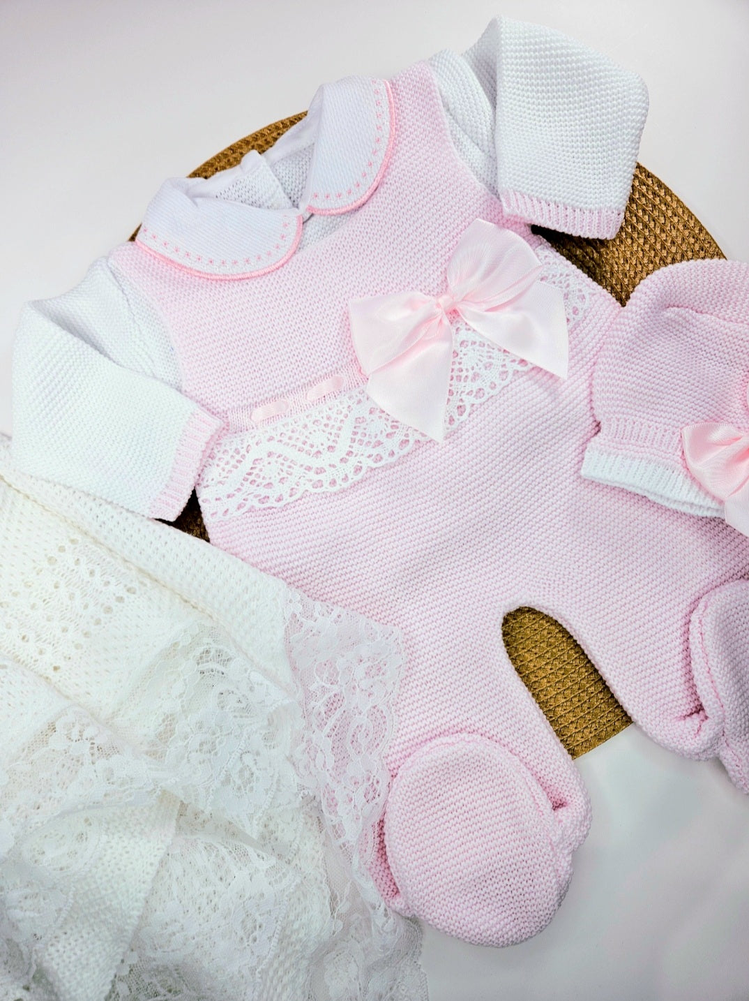 Romana knitted Outfit- Pink & White