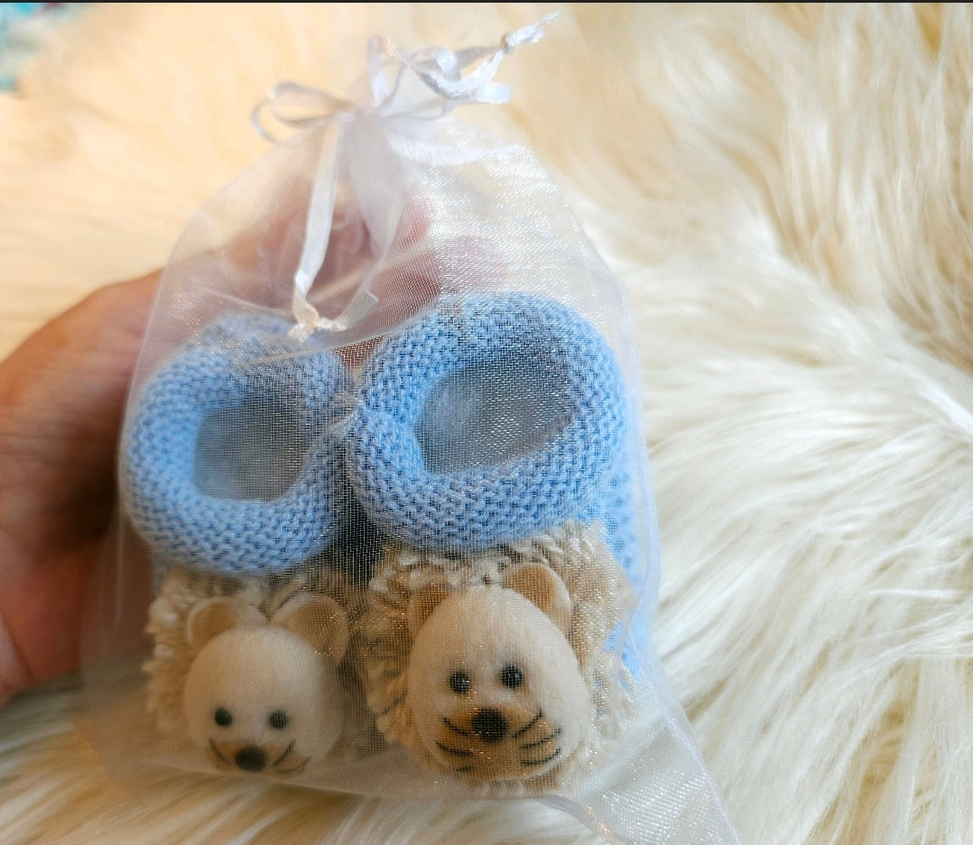 Lion knitted Bootie - Blue