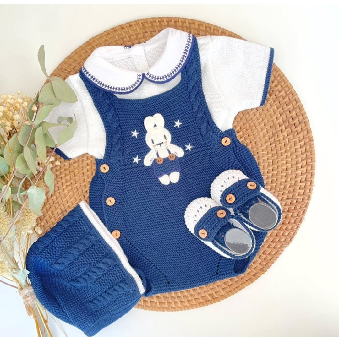 Ranita Little Bunny knitted set - Navy