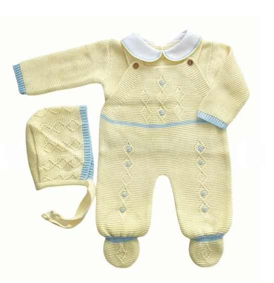 Honey Comb Romper- Yellow and blue