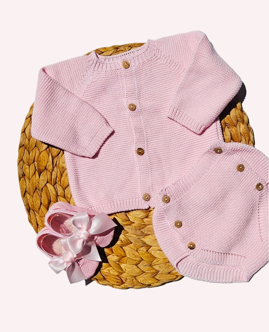 Conjunto de punto de algodón de verano - Rosa