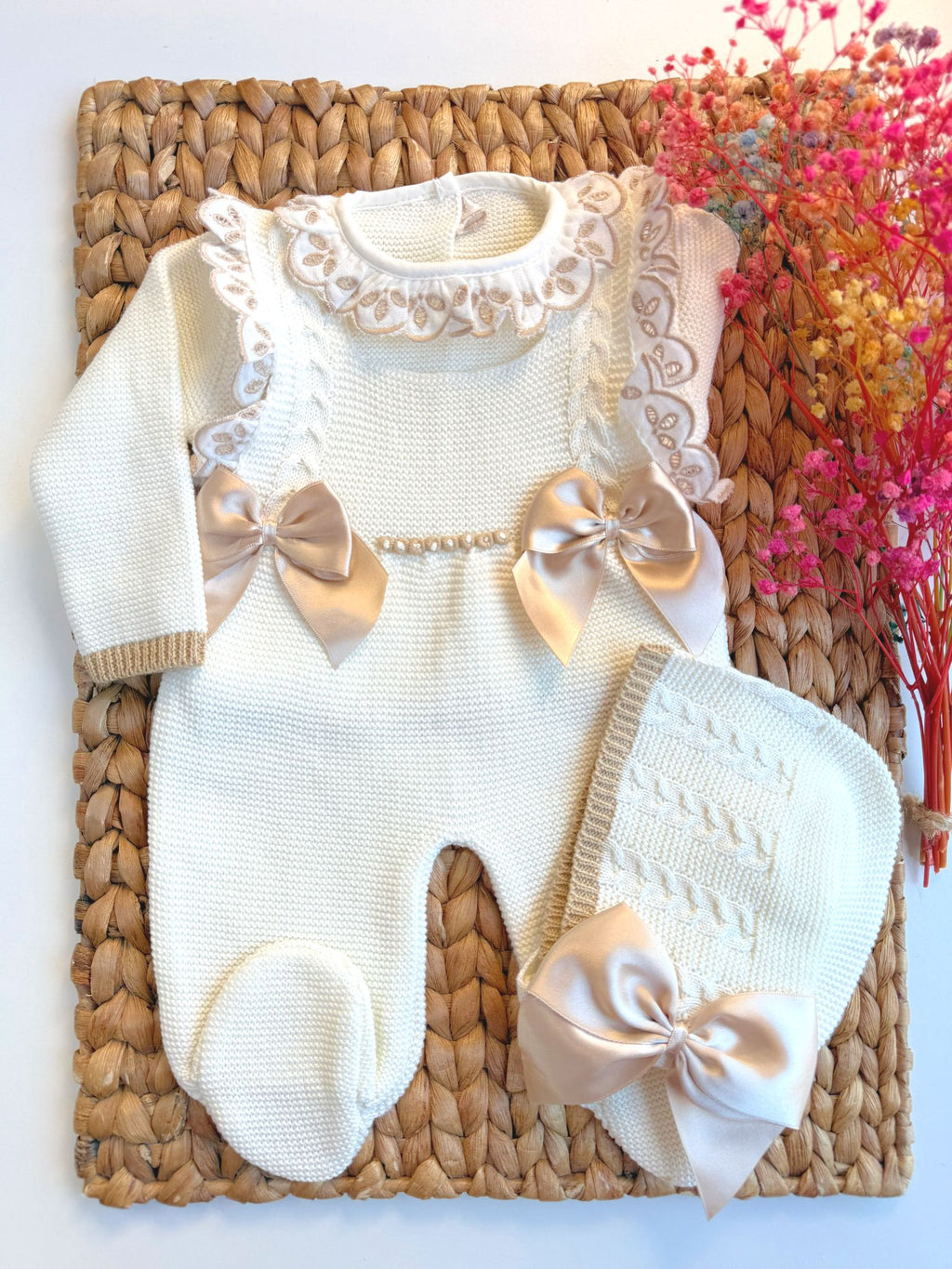 newborn knitted dress Fair Isle Baby Girl Sweater Knit Dress (Organic Cotton) Navy Blue / 12-18M