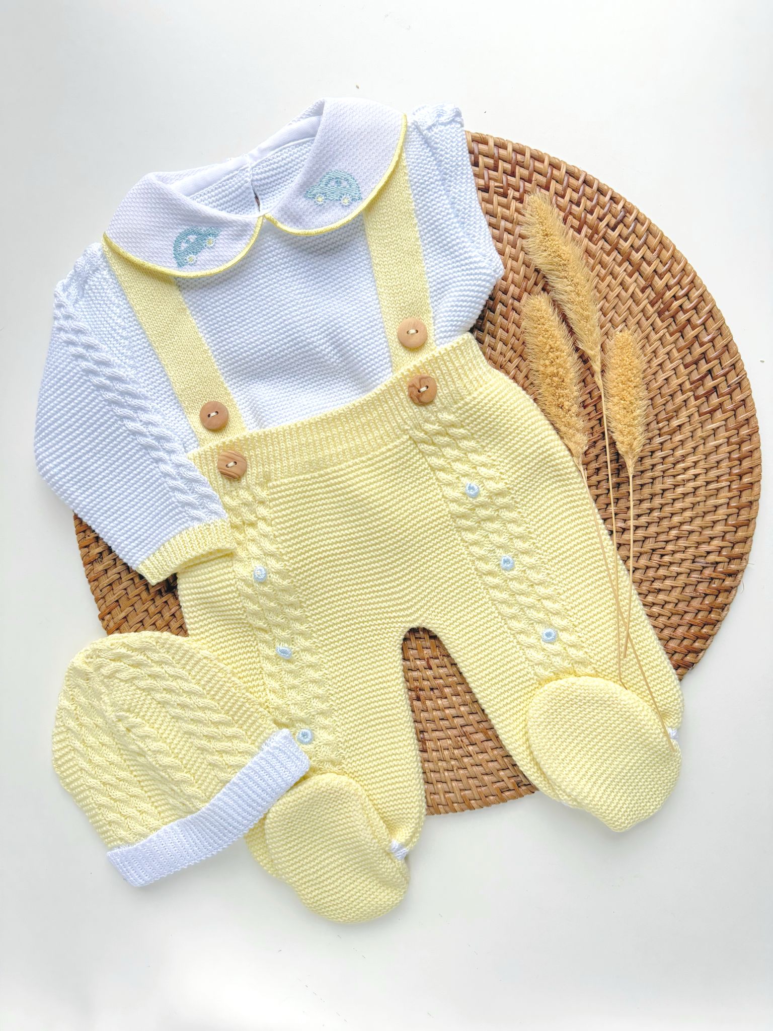 Newborn yellow knit coming home outfit