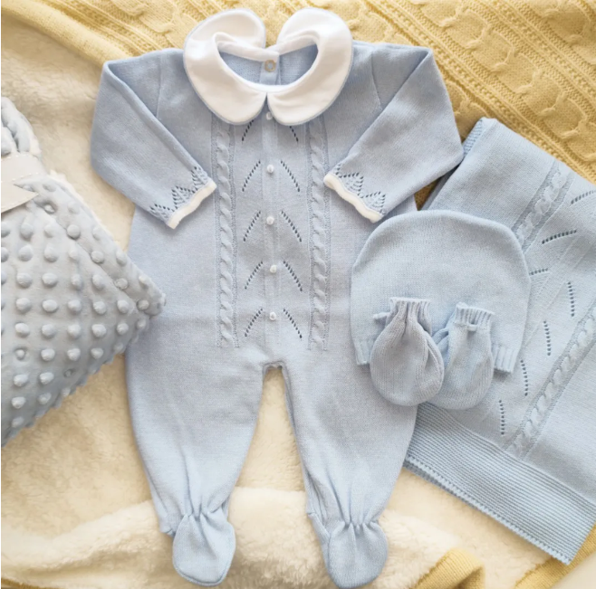 PREEMIE Spanish knitted Set - Blue