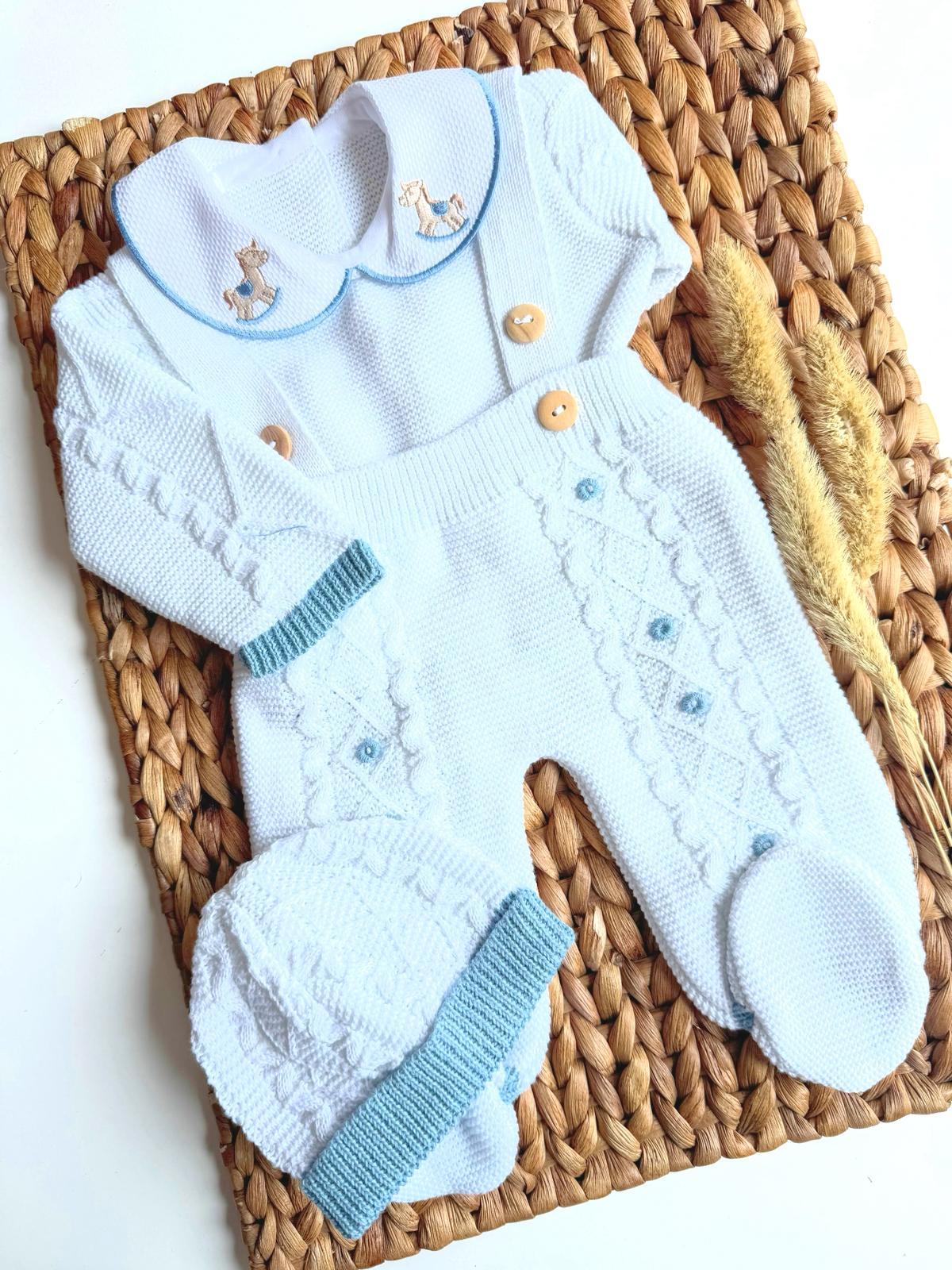 Little Horse Outfit- White and Indigo Blue