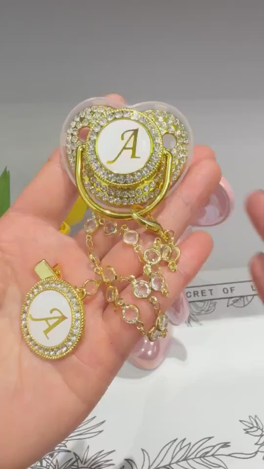 GOLDEN baby pacifier with chain