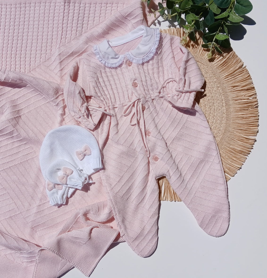 Conjunto de punto Romana - Blanco y Lila