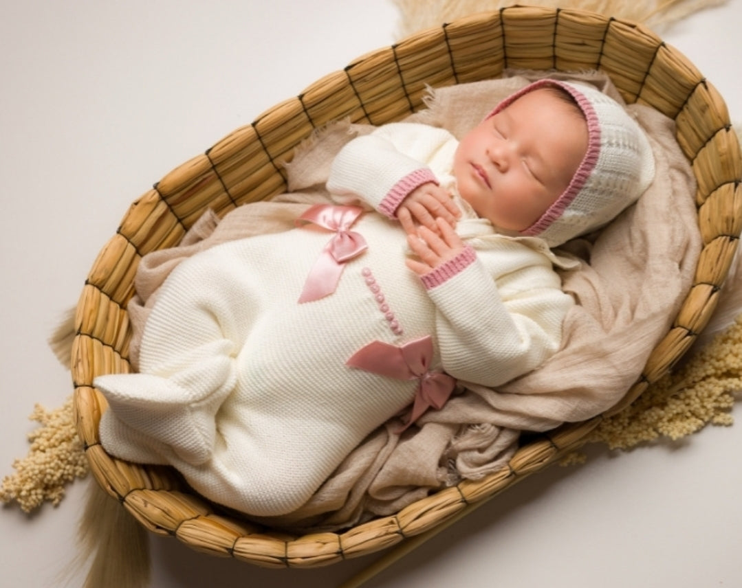 Spanish style baby knit outfit made with cotton