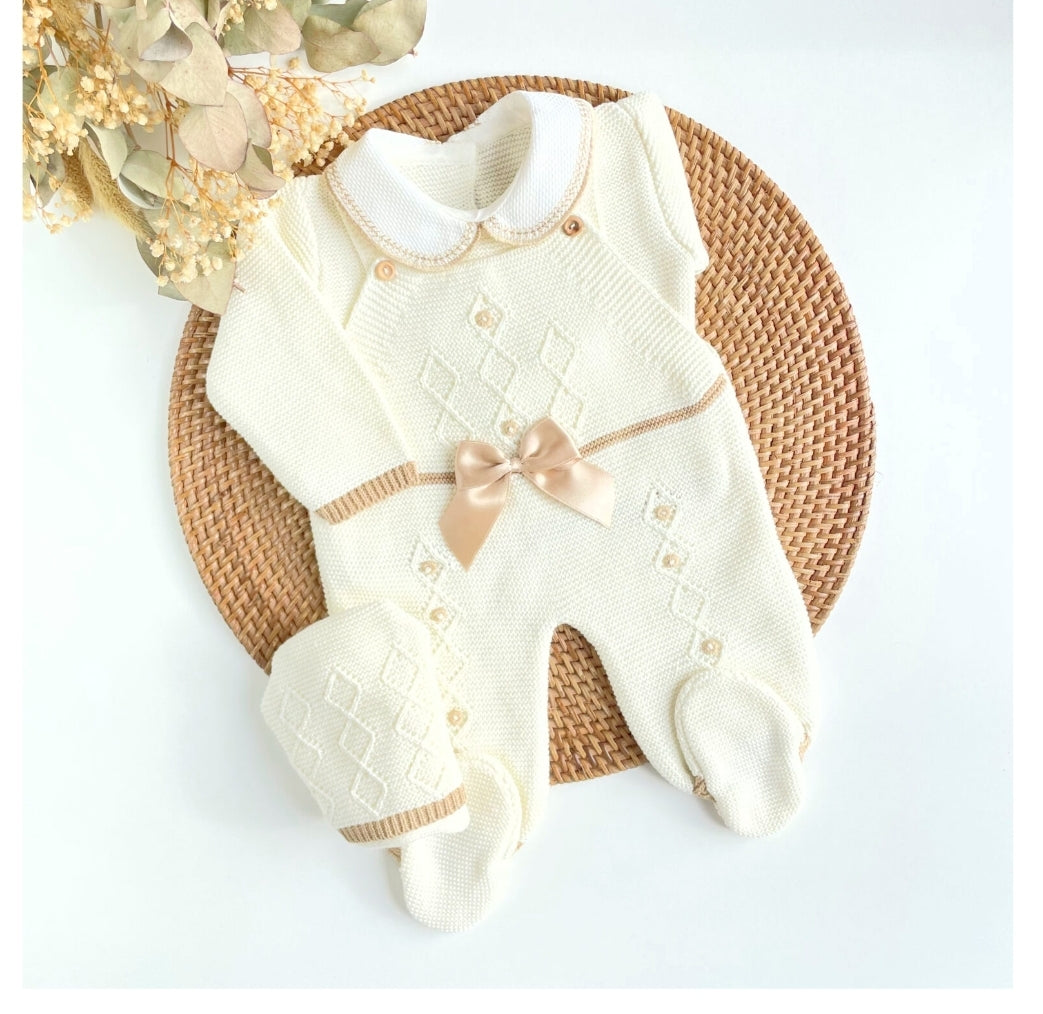 Honey Comb Romper- Ivory