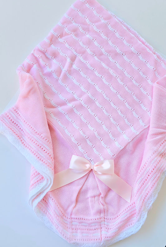 Petalo Lace knitted baby blanket - Pink