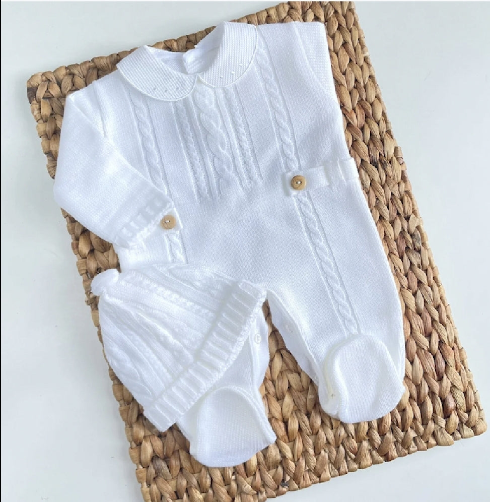 PREORDER Spanish Wood Button Romper - White