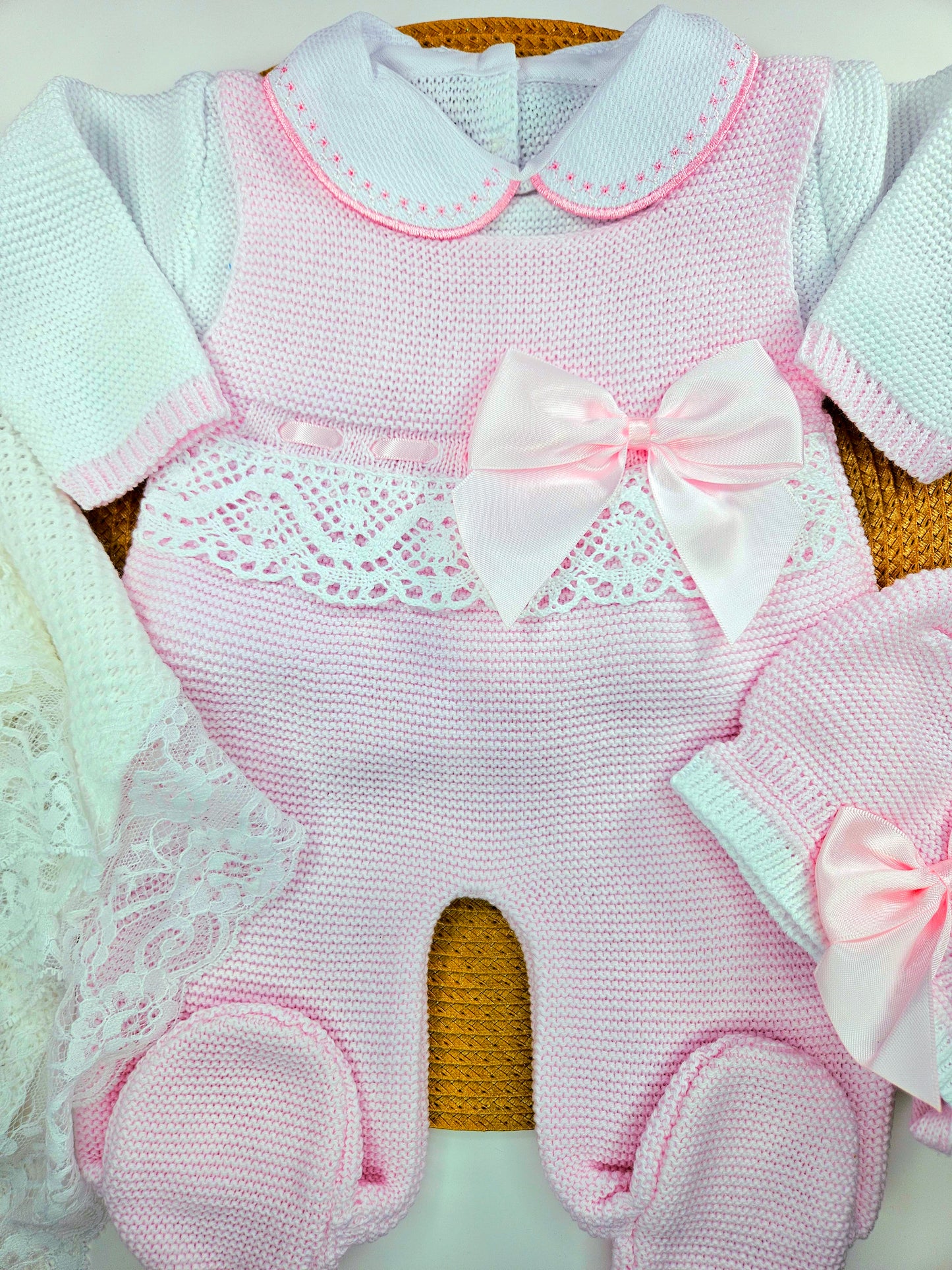 Romana knitted Outfit- Pink & White