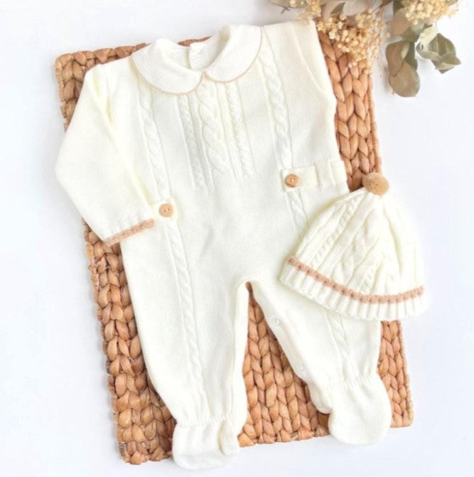 Spanish Wood Button Romper - Ivory