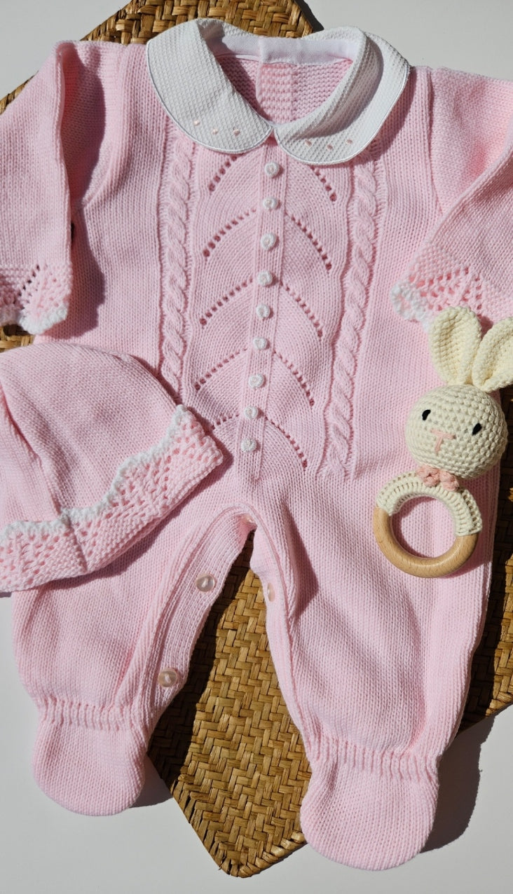 Spanish Knitted Romper - Pink