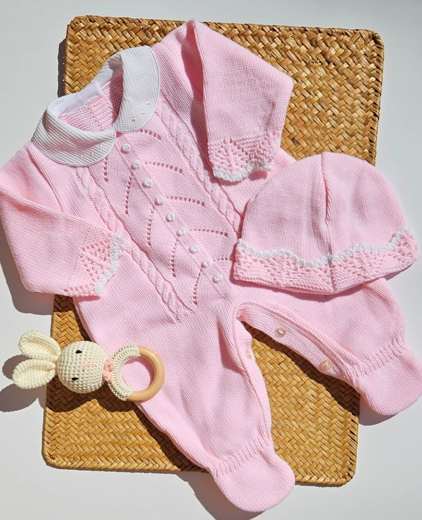 Spanish Knitted Romper - Pink