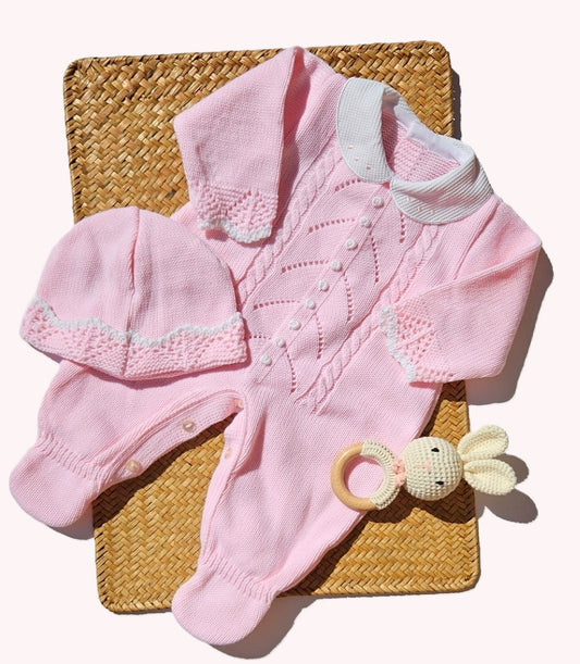 Spanish Knitted Romper - Pink